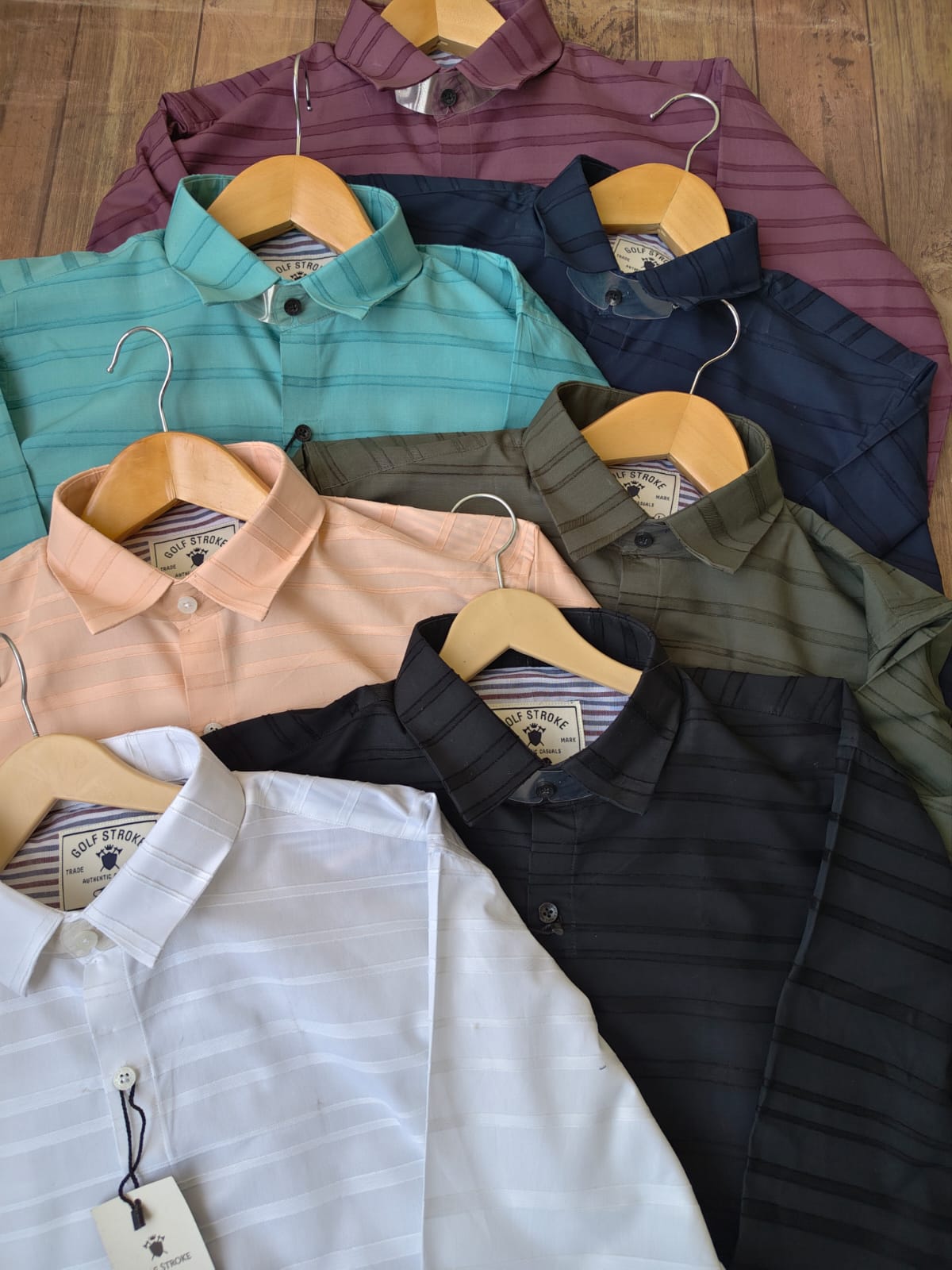 Plain Shirts in Horizontal Self Stripes