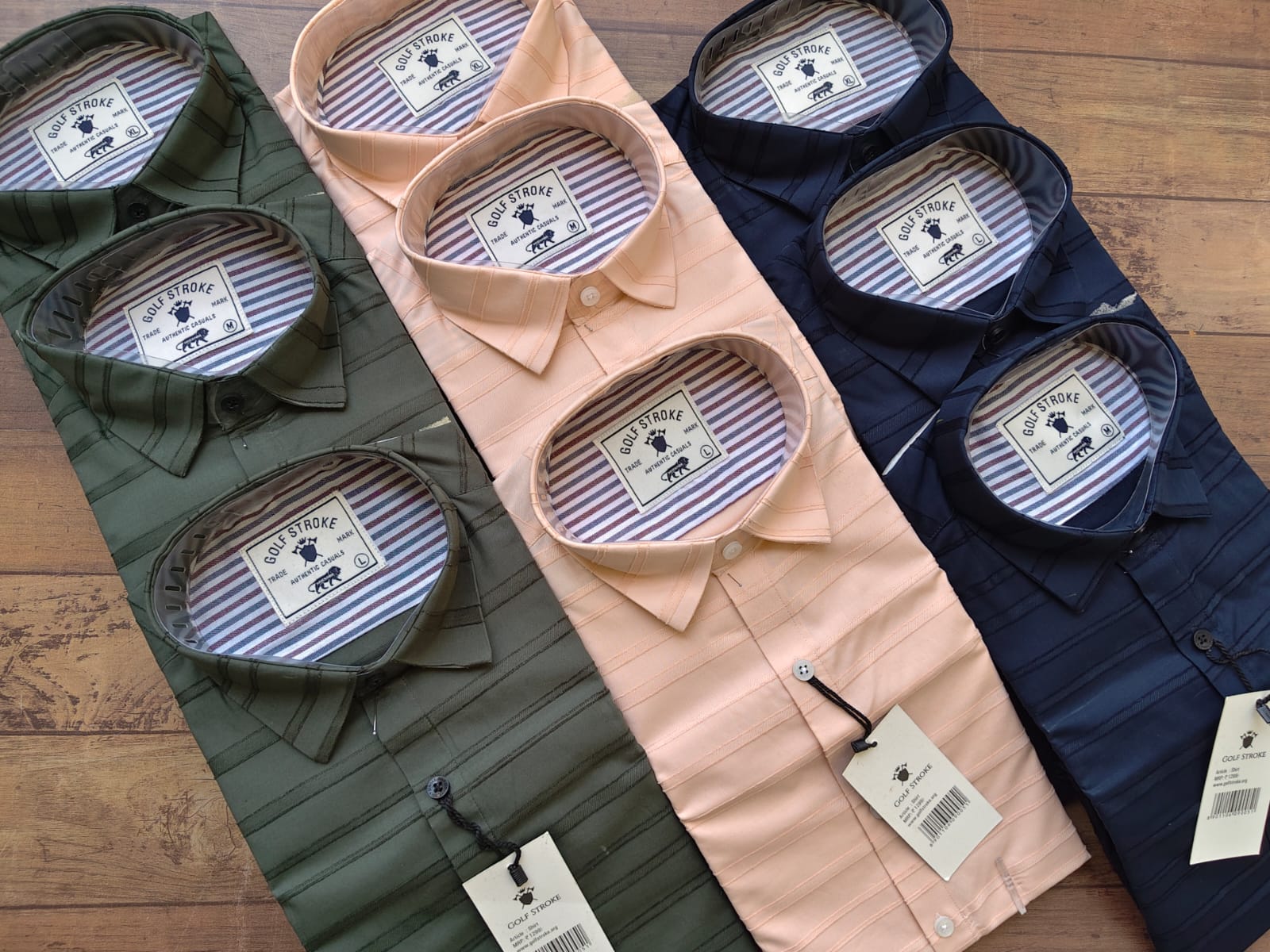 Plain Shirts in Horizontal Self Stripes - Image 4