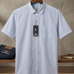 Half Sleeves Shirts - Sky Blue Stripes