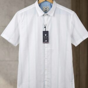 Half Sleeves Shirt - White n Blue