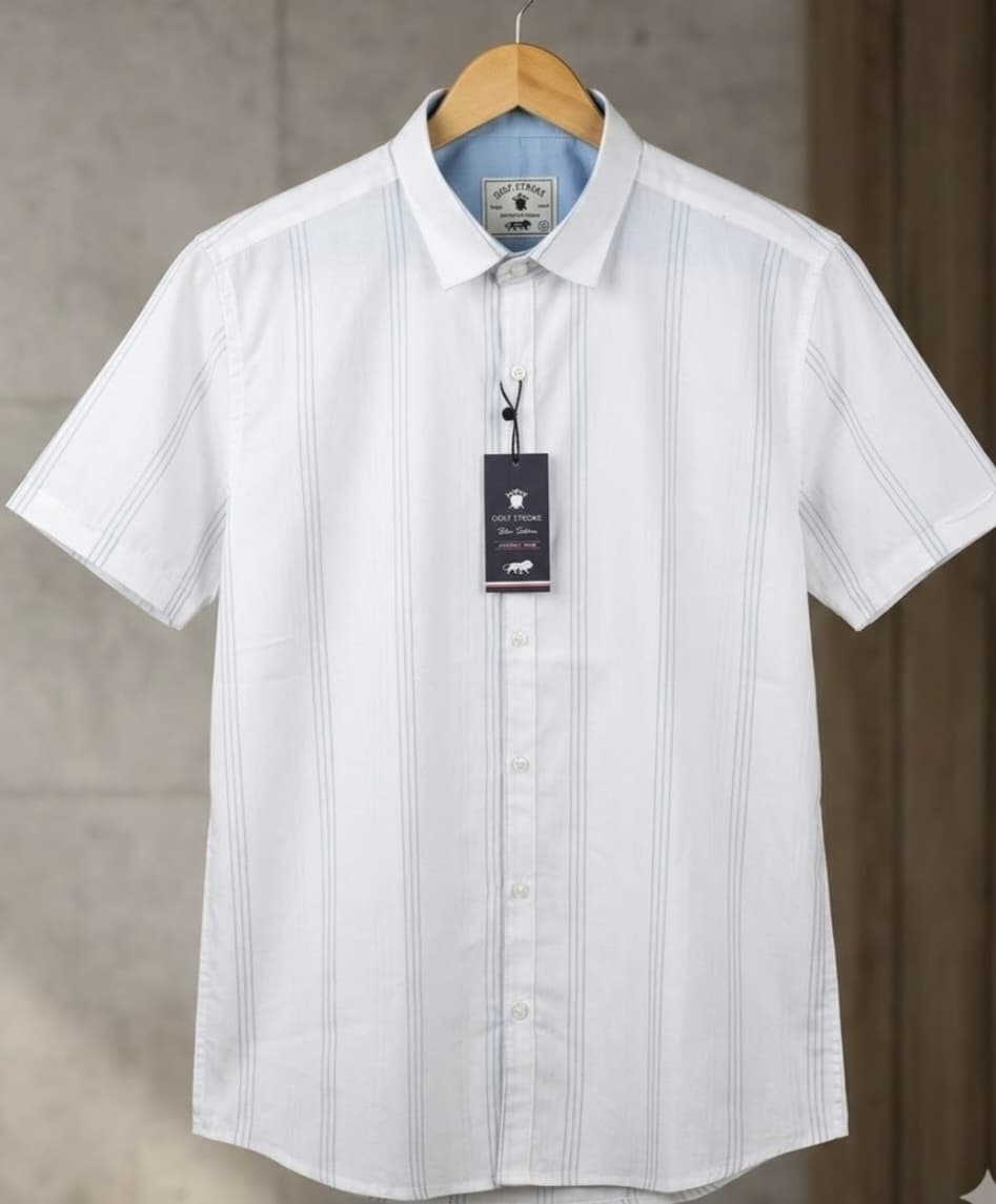 Half Sleeves Shirt - White n Blue